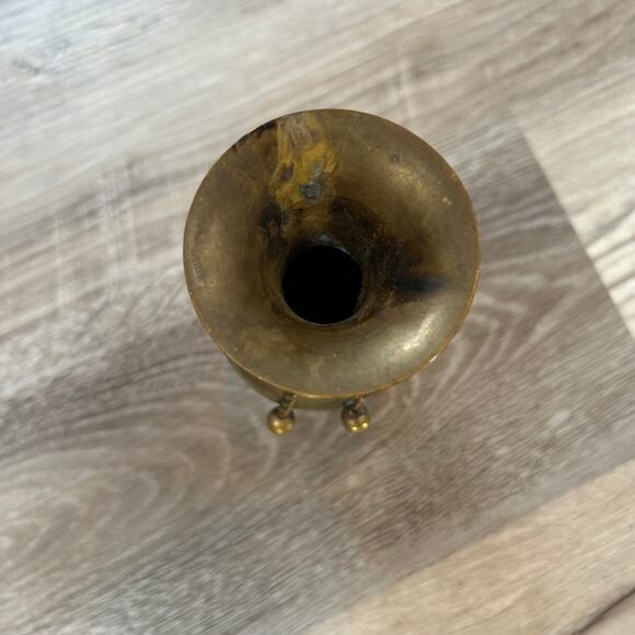 Vintage Brass Mini Vase with Rope Detail India Patina 6” Boho Cottagecore Decor - Picture 4 of 6